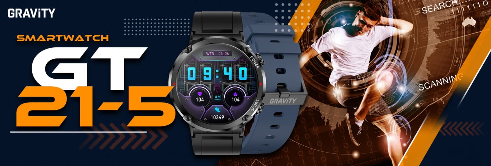 Smartwatch Gravity GT21-5 + Granatowy Pasek Silikonowy